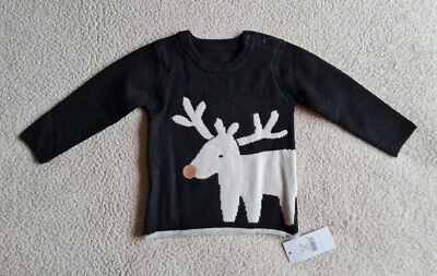 Bebé Unisex Tejido Reno Jersey Navidad Negro 12-18 Meses Nuevo WL Foto 1 de 4