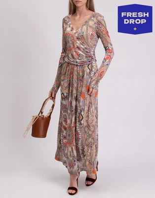 RRP€1250 ETRO Maxi Dress IT42 US6 UK10 M Lined Paisley V-Neck Made in Italy - Image 1 of 4