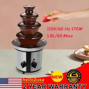 Máquina fuente de chocolate, fondue en cascada de queso de lujo de acero inoxidable de 4 niveles - Imagen 1 de 14