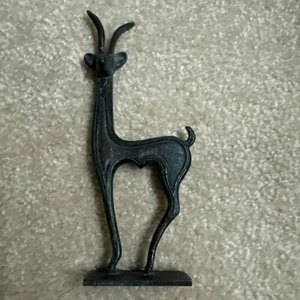 Vintage griechischer kretischer Steinbock Bronze Statue Skulptur Figur flache Patina ca. 6 Zoll - Bild 1 von 9