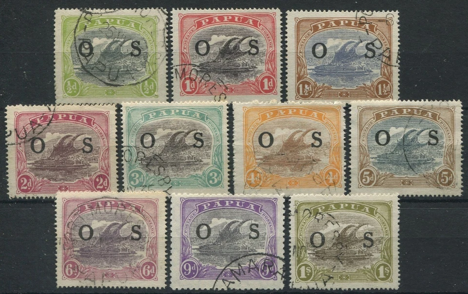 PAPUA OFFICIAL 1931-32 OVPT SET TO 1/- O55/O64 FINE USED - Image 1 of 1