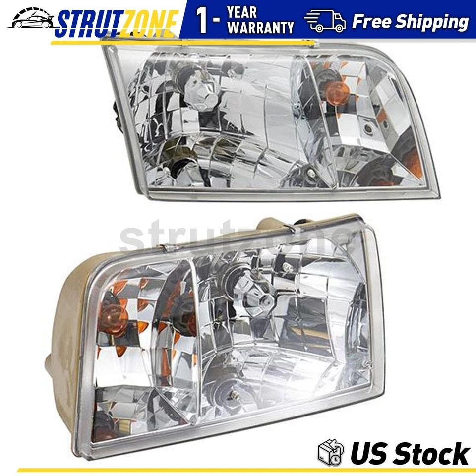 2x Left Right Headlight Assembly TYC For 1998-2011 Ford Crown Victoria - Image 1 of 3