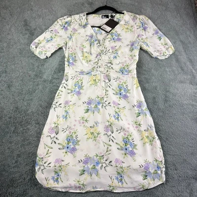 Mini Vestido The Kooples Romantic Mood Floral Cuello en V Acanalado Talla 0 XS Foto 1 de 4