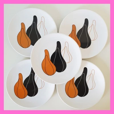 Juego de 5 Platos de Ensalada Modernista IKEA Hecho en Cosecha Portuaria Naranja Negro Blanco 8" Foto 1 de 4