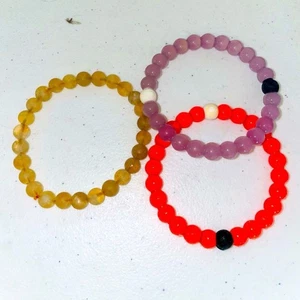 Set 3 Lokai Silicone Beaded Orange, gold & Purple Bangle Bracelets 6 In jewelry - Picture 1 of 1