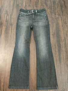 WHITE HOUSE BLACK MARKET dunkelgrau extra hoher Bund Schlagjeans 6 mit Gürtel - Bild 1 von 10