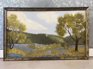 🔥 Antique Old Texas Impressionist Bluebonnets Landscape Oil Painting, 1940s - Picture 1 of 18