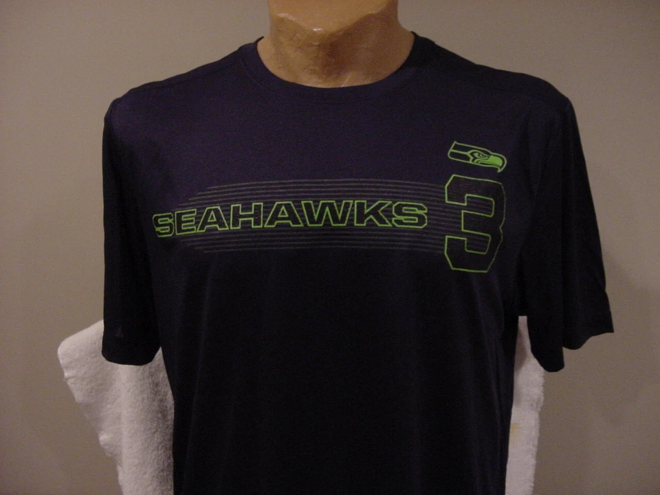 DULCE Seattle Seahawks Russell Wilson Para hombres Lg Azul Majestuosa Genial Camisa Base!! Foto 1 de 1
