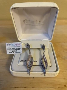 Sterling Silver Earrings Made with Swarovski Crystals by Artistique Purple - Picture 1 of 2