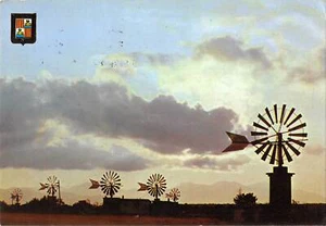 B108614 Spain Mallorca Wind Mills to the Sun-Set real photo uk - Picture 1 of 2