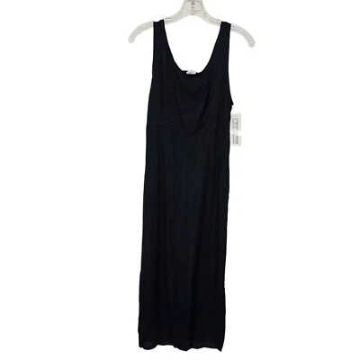 Maxi vestido sin mangas minimalista vintage Dressbarn para mujer talla 8 negro años 90 grunge Foto 1 de 4