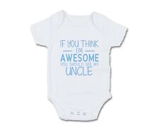 Awesome Like My Uncle Funny baby grow bodysuit Bib three colour text Gift 