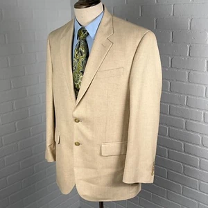 Chaps Blazer Men 42R Natural Beige Linen Herringbone Texture Egypt Jacket - Picture 1 of 15