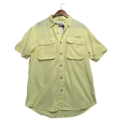 Camisa de pesca World Wide Sportsmen para hombre M amarilla PFG malla forrada con botones Foto 1 de 4