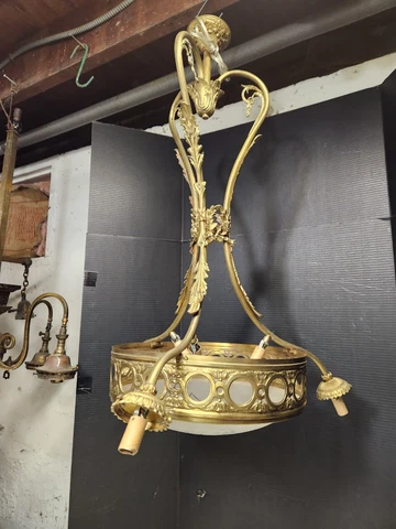 Antique Ornate Lighted Dome French Empire Chandelier Cover