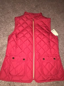 St. Johns' Bay Damen rot leicht gesteppt durchgehender Reißverschluss ärmellose Weste Größe Small - Bild 1 von 10