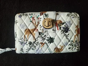 VERA BRADLEY Factory Style RFID Turnlock Wallet MERRY MISCHIEF SNOW DAY, NWT - Picture 1 of 7