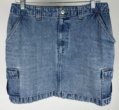 "Minifalda vaquera vintage años 90 31"" cintura bolsillos de carga falda utilitaria ejército militar" Foto 1 de 4