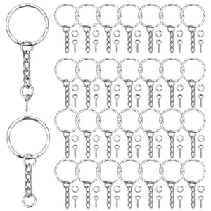 50X Ring Key Chains Kit 3 in 1 Keyring With Eye Screw Accessories Jewelry Making - Picture 1 of 11