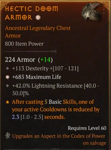 💥DIABLO 4💥SEASON 10💥Chest Armor💥GA Maximum Life   + Dexterity - Picture 1 of 1