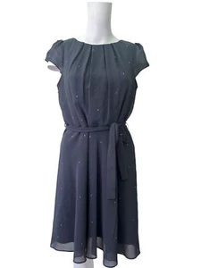 WALLIS Dress Size Medium 12 Charcoal Grey Swing Belted Sleeveless Womens EU40 - Picture 1 of 12
