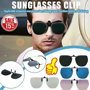 Unisex Sunglasses Clip On Flip Up Polarised UV400 Driving Glasses Sun B D6Y8 - Picture 1 of 27