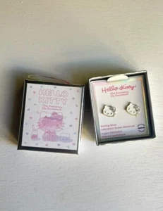 Hello Kitty 50th Sterling Silver 1/20 ct tw Stud Lab Grown Diamond Earrings NIB - Picture 1 of 5