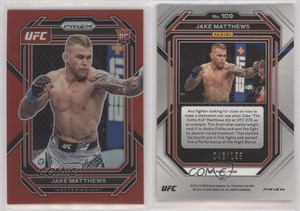 2023 Panini Prizm UFC Red Prizm /199 Jake Matthews #109 Rookie RC