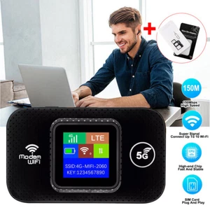 Portable Unlocked 5G LTE Wireless WiFi Router Mobile Broadband LCD MIFI Hotspot - Afbeelding 1 van 16