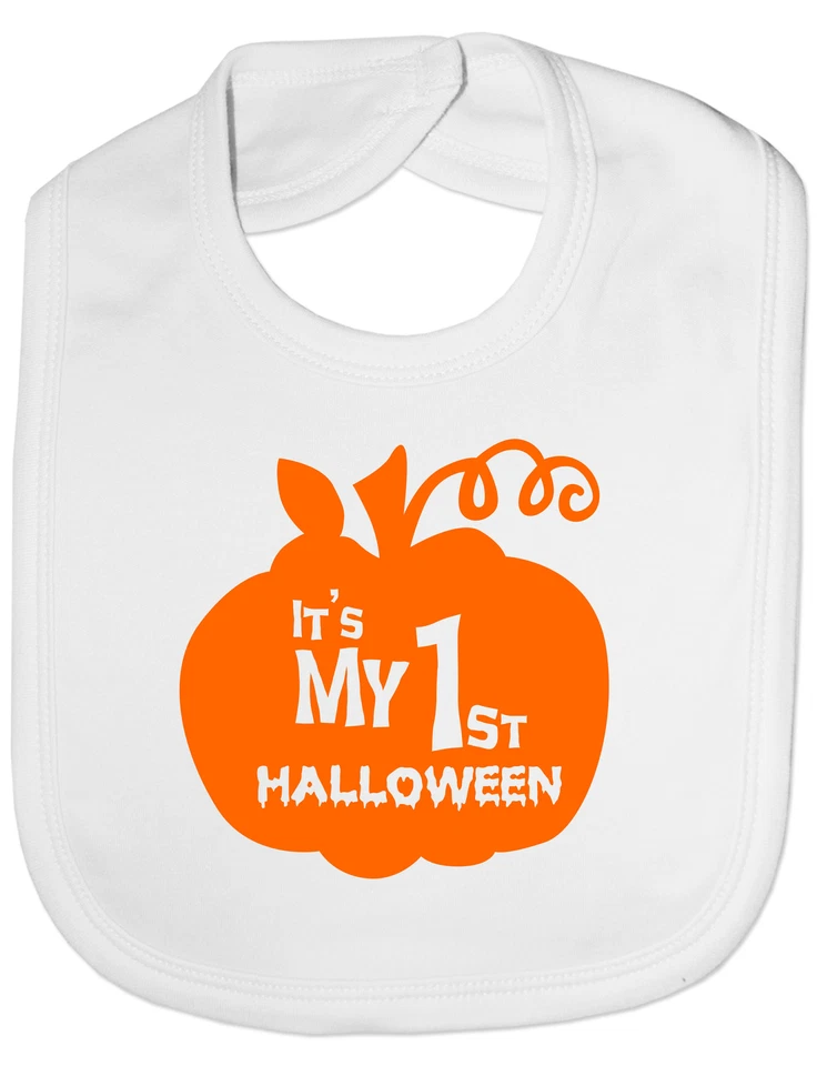 PRINTSHOP2000 Mein 1. Halloween Kürbis Lustiges Fütterlätzchen Neu Baby Taufe Geschenk