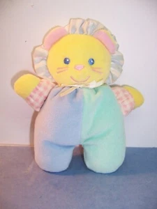 Vintage Eden lion plush baby rattle pastel velour 5" - VGC - Picture 1 of 5