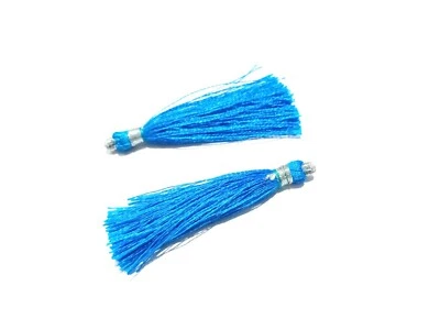 25 Pair Sky Blue Colour Silk Thread Tassel Jewellery Making 2"inch Tassel - Image 1 of 4