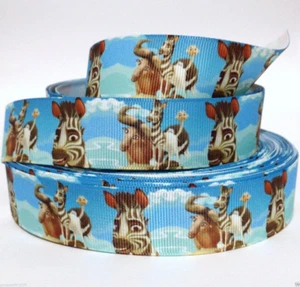 Grosgrain Ribbon 1" ZEBRA KHUMBA CARTOON Printed (COMBINE SHIPPING) - Picture 1 of 1