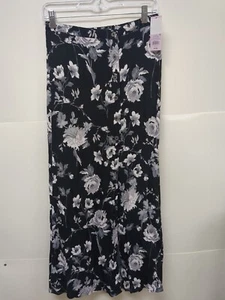 Falda Midi para mujer con estampado frontal con botones - fábula salvaje negra floral XS - Imagen 1 de 4
