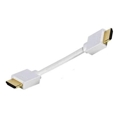 10cm SHORT HDMI CABLE MALE PLUG TO PLUG WHITE TV KODI LEAD GOLD PLATED - Image 1 of 4
