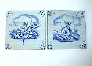 Zwei Fliesen in Delfter Art Kacheln 18-19 Jh. - Bild 1 von 1