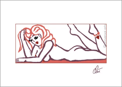 JACQUELINE DITT - Pin Up Girl stripped Ginger A3 sign.ltd.Orig.Druck Grafik Akt - Bild 1 von 2