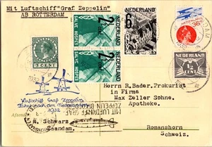 1932 Netherlands Graf Zeppelin LZ 127 Flight cover to Switzerland Romanshorn - Picture 1 of 2
