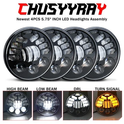 4Pcs 5.75" 5-3/4" LED Headlights Kit for Cadillac DeVille Eldorado 1962-1974 - Image 1 of 4