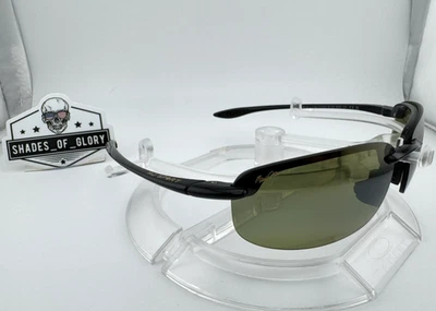 MAUI JIM HOOKIPA MJ 407-02 GLOSS BLACK W/ MAUI HT POLARIZED SPORT SUNGLASSES NEW - Image 1 of 4