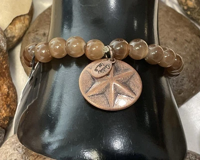 Cookie Lee Genuine Cat’s Eye Beaded Bracelet With Star Shine Bronze Charm - Image 1 of 4