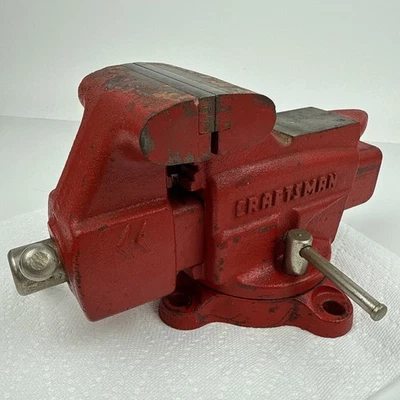 Винтажные поворотные базовые скамейные тиски Craftsman No 391-5180, 3-1/2 дюйма, японская наковальня - Изображение 1 из 4
