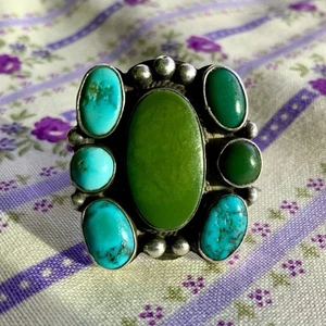 Alter Ring 1940er Schmetterling FETTIG grün Türkis Fred Harvey Silber Indianer Harvey - Bild 1 von 5
