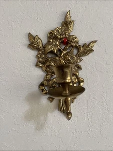 Vintage Messing Rosenleuchter Wandkerzenhalter - Bild 1 von 7