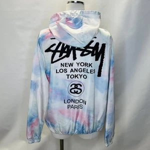Giacca a vento Stussy donna grande multicolore tie dye con cappuccio LA Paris - Foto 1 di 9