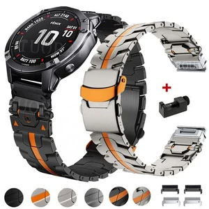 22/26mm Armband Metall Ersatz für Garmin Fenix E/8/7/7X 6/6X Pro/5/5X Plus 3HR - Bild 1 von 24