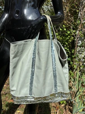 Grand cabas VANESSA BRUNO en cuir gris  - Photo 1/4