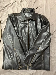 Vintage Leather Jacket Motorcycle Jacket Rock Vintage Zipper Sportswear - Picture 1 of 3
