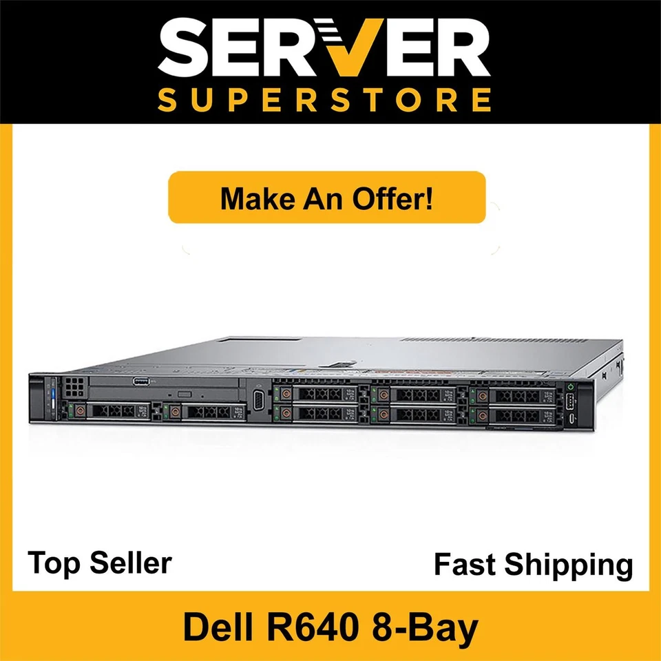 Dell PowerEdge R640 Server 2x Gold 6134 - 3.2GHz H730P 32GB RAM 2x NEW 1TB SSD - Image 1 of 4