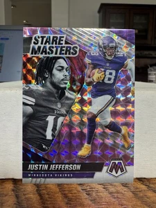 2021 Panini Mosaic Justin Jefferson Stare Masters Viola Prizm #’d 01/49 $ - Foto 1 di 2